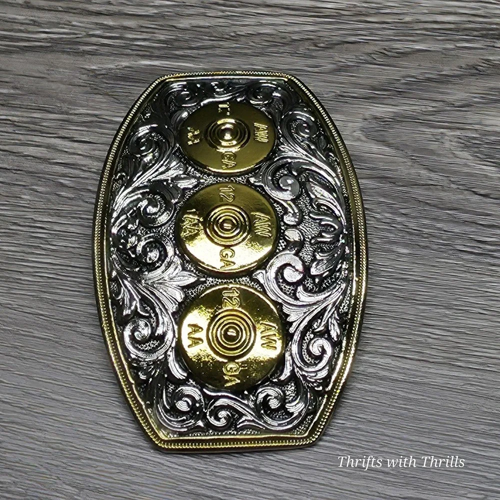 Rare Stainless Steel Belt Buckle - 12 Gauge Shells - Western AW 12GA AA - Nice